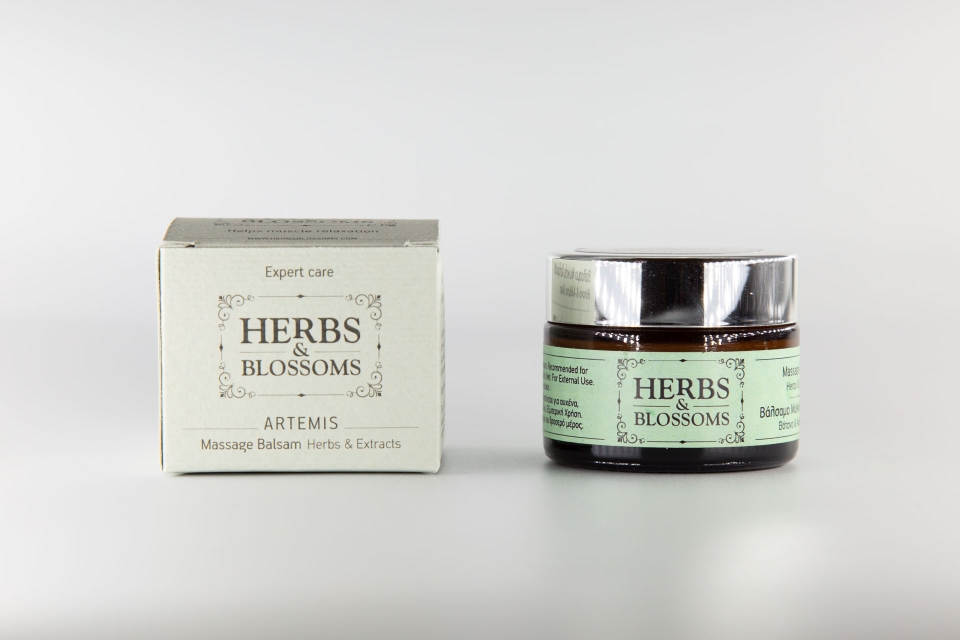 Herbs & Blossoms - ARTEMIS Massage Balsam / Container and box